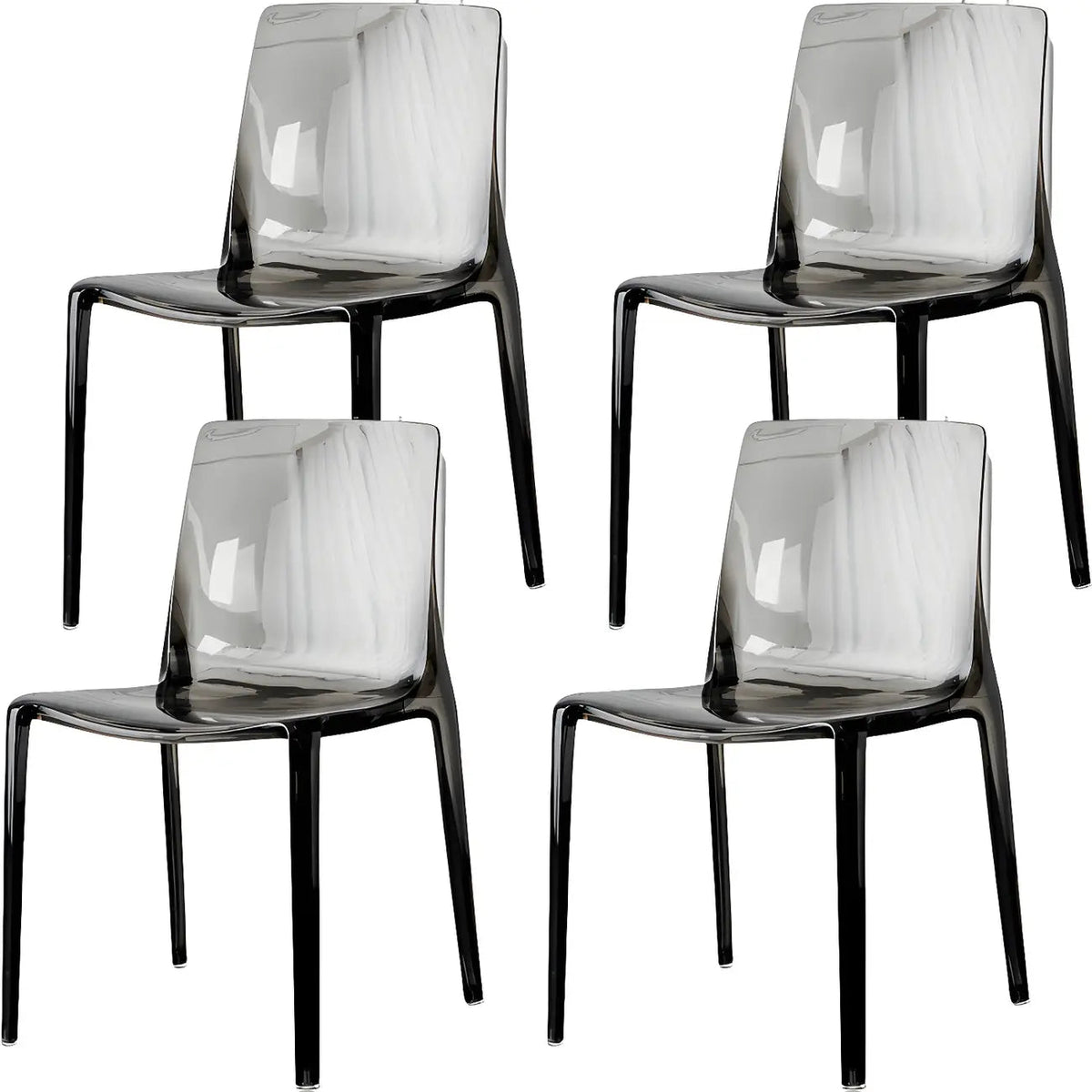 Chaise de salle à manger sans accoudoirs à dossier bas en acrylique ambre