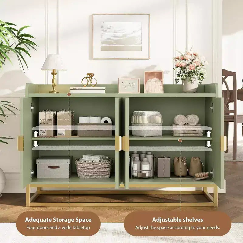 Buffet avec rangement et bahut 4 portes, console multimédia moderne de 120 cm de large