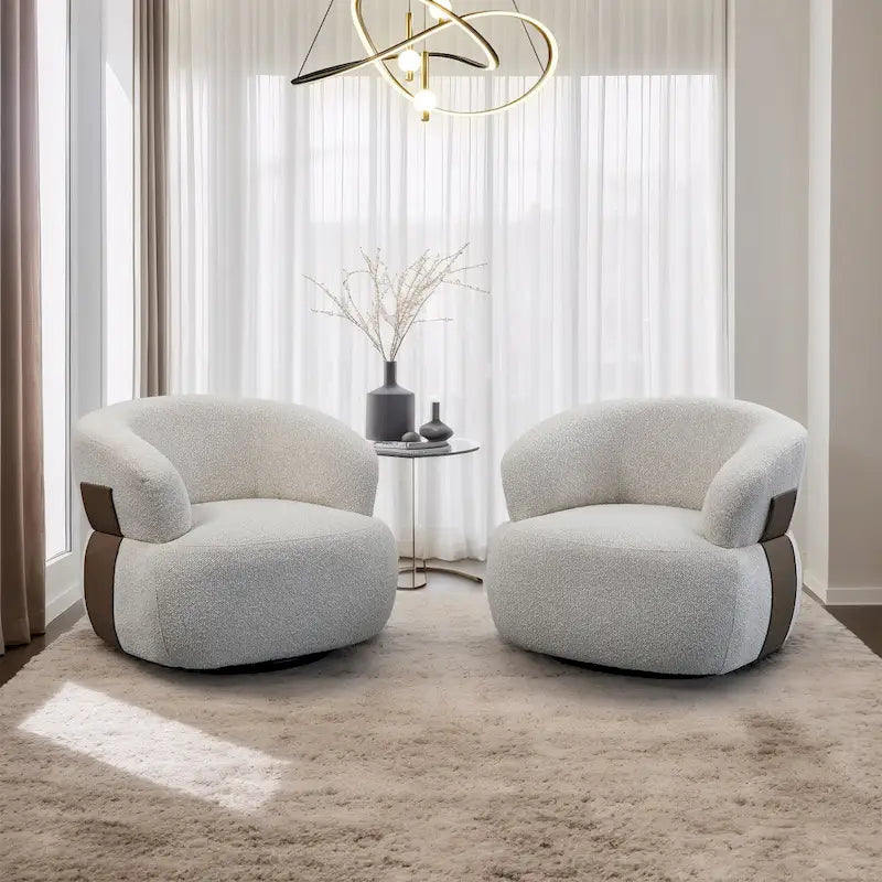 Fauteuil moderne Kieon 33W 360 pivotant en forme de tonneau - Lot de 2