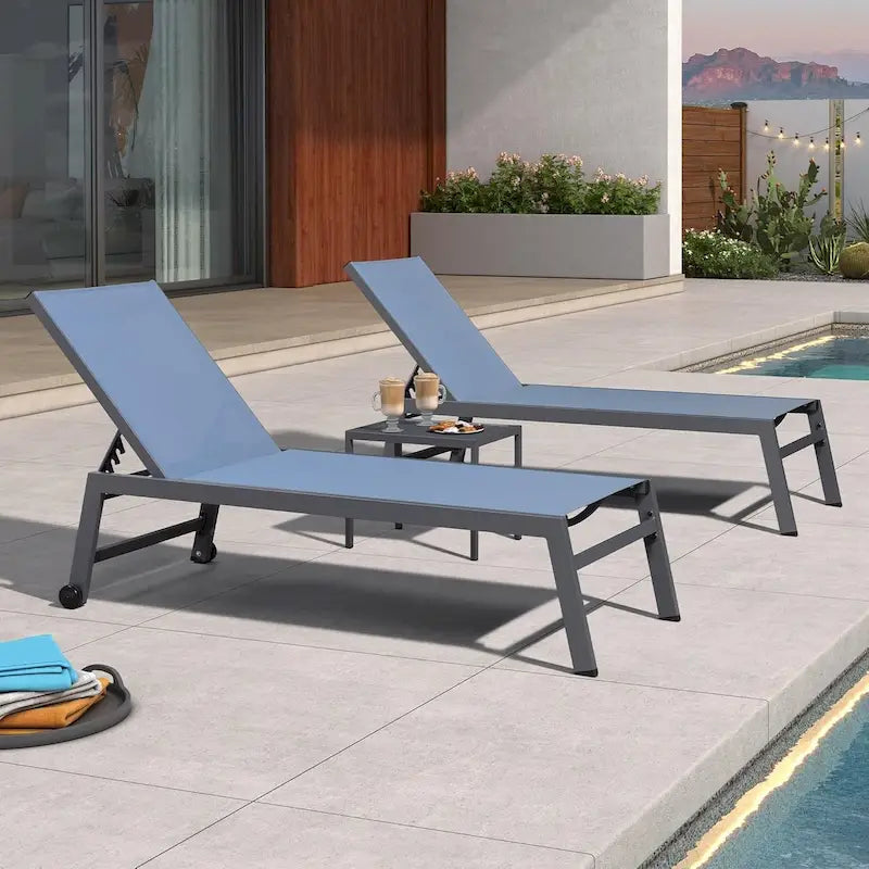 PURPLE LEAF Ensemble de 2 chaises longues de jardin, transats d'extérieur avec cadre en aluminium