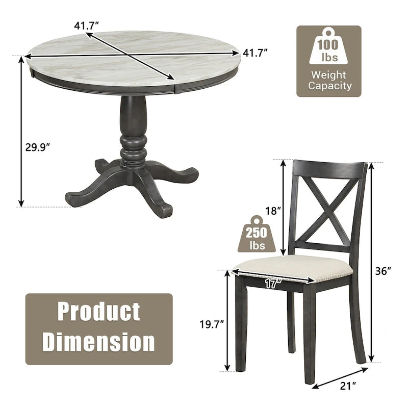 Ensemble de table à manger et chaises 5 pièces pour 4 personnes