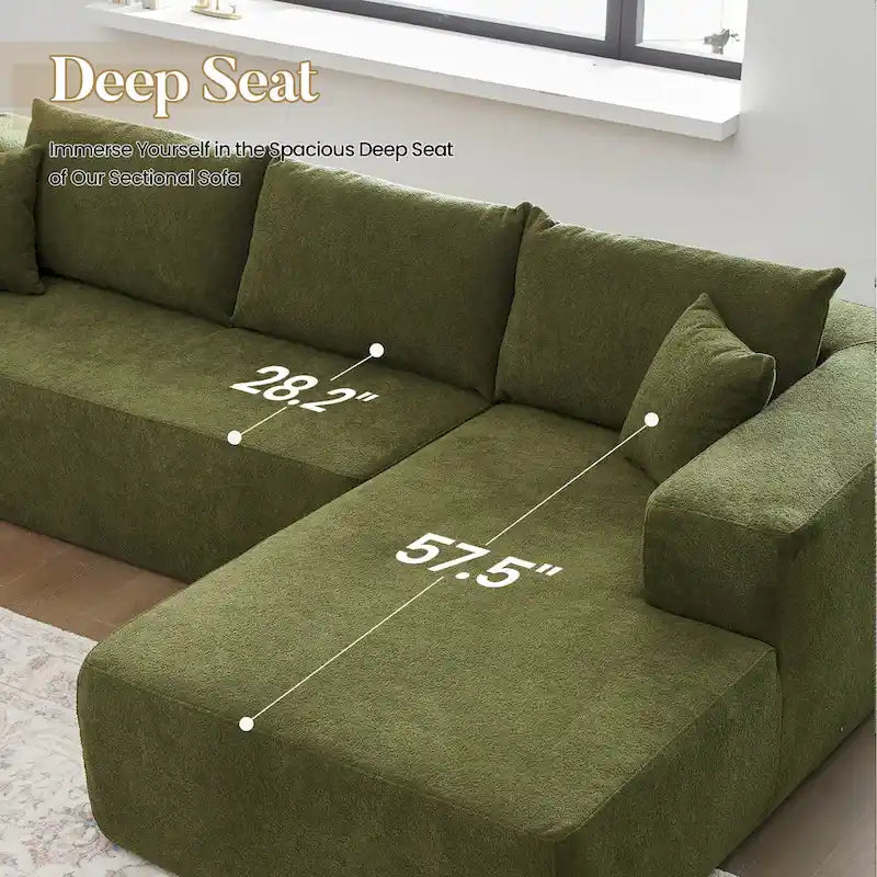 Canapé méridienne moderne rembourré avec coussins pour salon