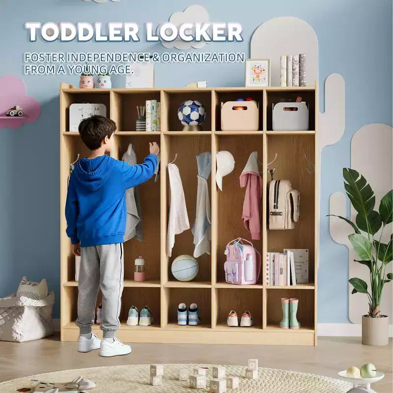 Vestiaire de classe 5 sections avec 10 casiers, organisateur de rangement avec 10 crochets pour la maison, l'école, la crèche, la maternelle