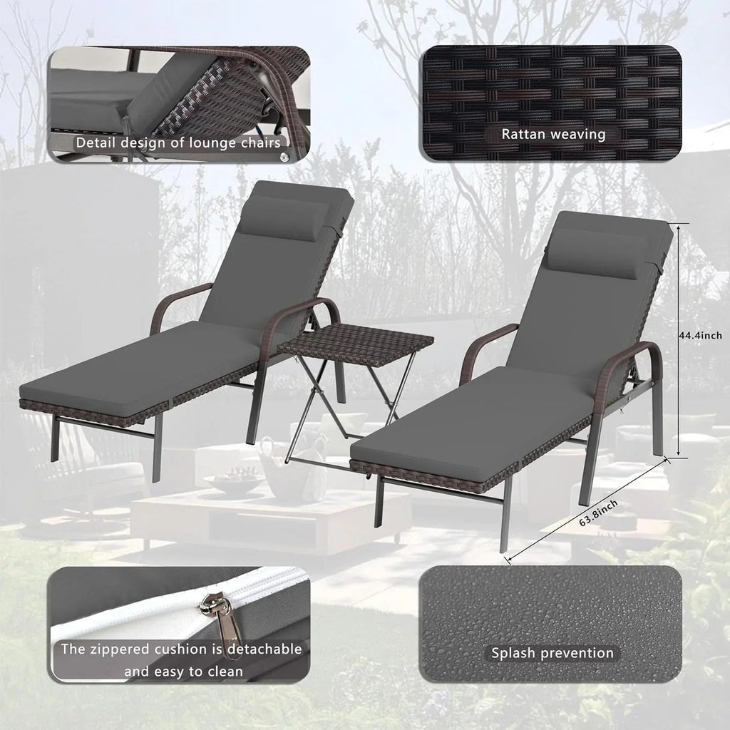 Ensemble de 3 chaises longues d'extérieur Kullavik