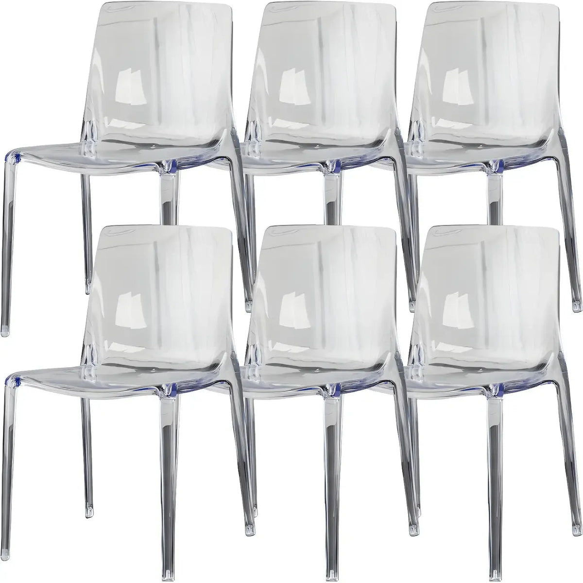 Chaise de salle à manger sans accoudoirs à dossier bas en acrylique ambre