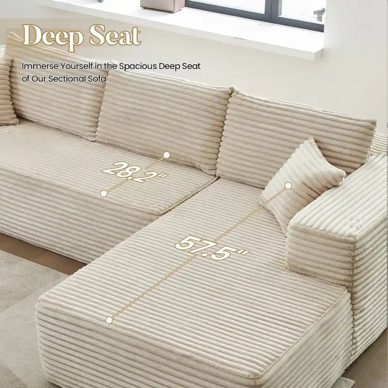 Canapé méridienne moderne rembourré avec coussins pour salon