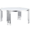Table basse ronde en verre trempé à 3 niveaux avec plateau rotatif à 360 degrés