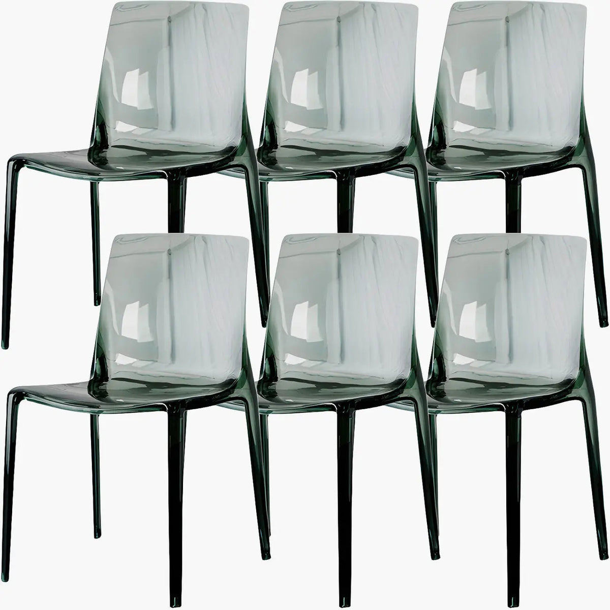 Chaise de salle à manger sans accoudoirs à dossier bas en acrylique ambre