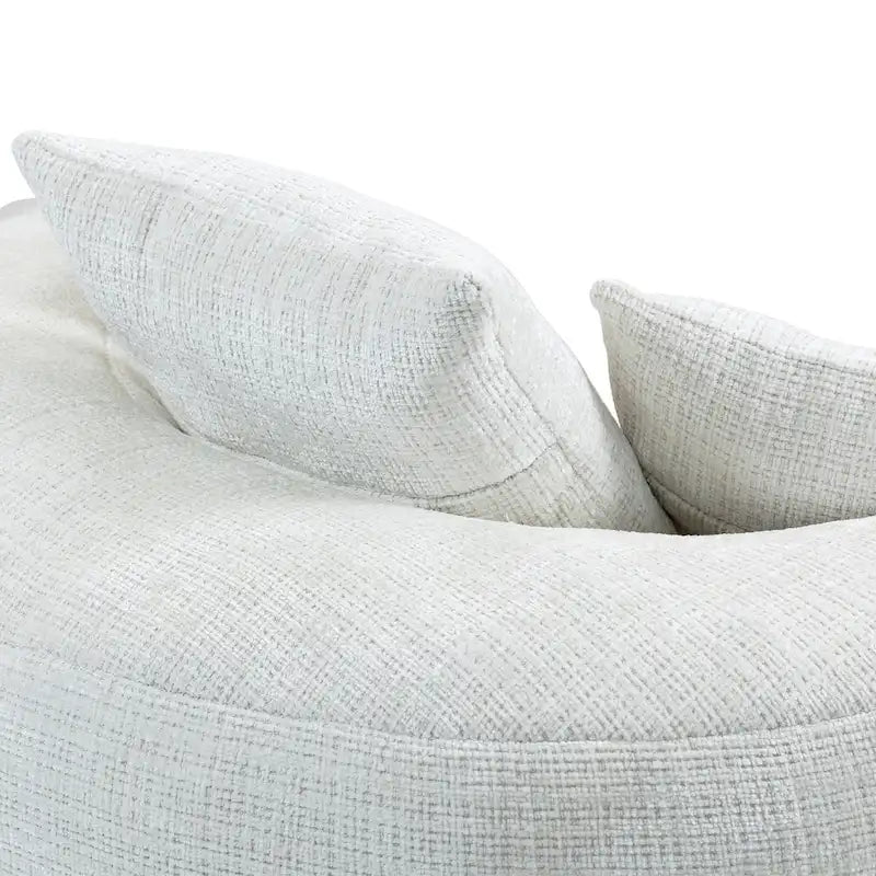 Fauteuil d'appoint rond surdimensionné avec haut dossier enveloppant, revêtement en chenille et 3 coussins