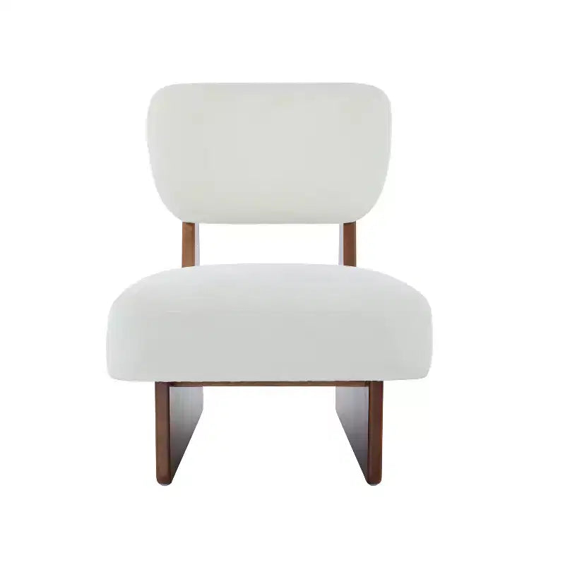 Lot de 2 chaises longues modernes beiges avec revêtement en polyester, piètement robuste en bois, pour différentes pièces