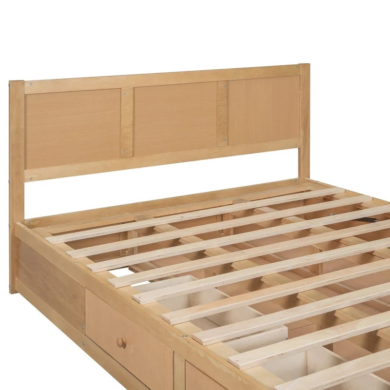Lit plateforme en bois avec rangement inférieur et 2 tiroirs