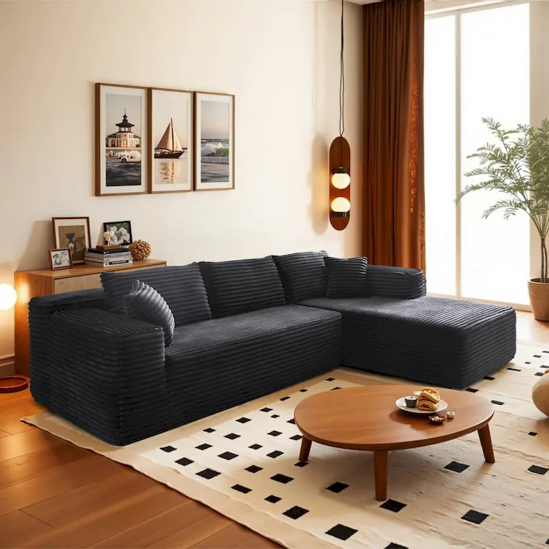 Canapé méridienne moderne rembourré avec coussins pour salon