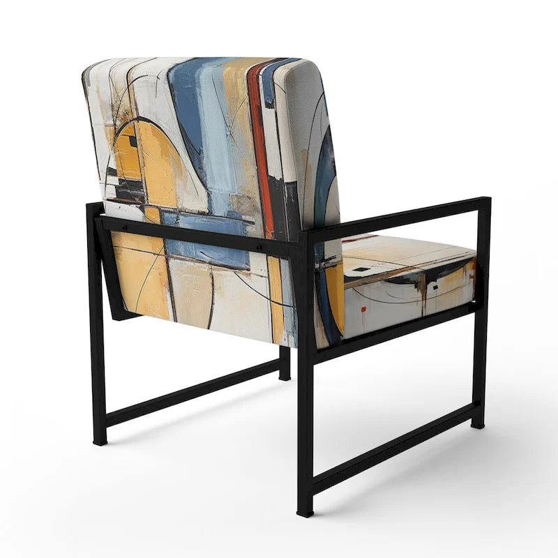 Fauteuil d'appoint rembourré et fauteuil moderne du milieu du siècle Designart Colorful Mid Century Abstract Fusion I