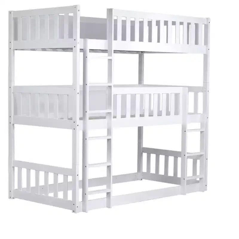 Lit superposé triple pour enfants, lit superposé trois places détachable avec échelle et barrière de sécurité, se sépare en 3 lits