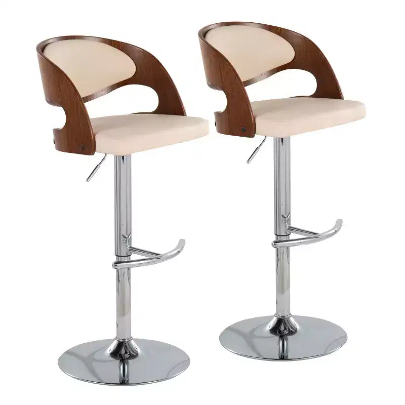 Lot de 2 tabourets de bar réglables pivotants Pino, style Mid-Century Modern - Lumisource
