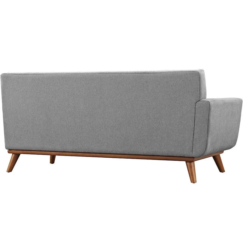 Causeuse en tissu rembourrée, accoudoir gauche, style moderne du milieu du siècle