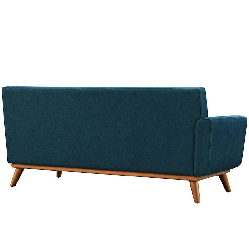 Causeuse en tissu rembourrée, accoudoir gauche, style moderne du milieu du siècle