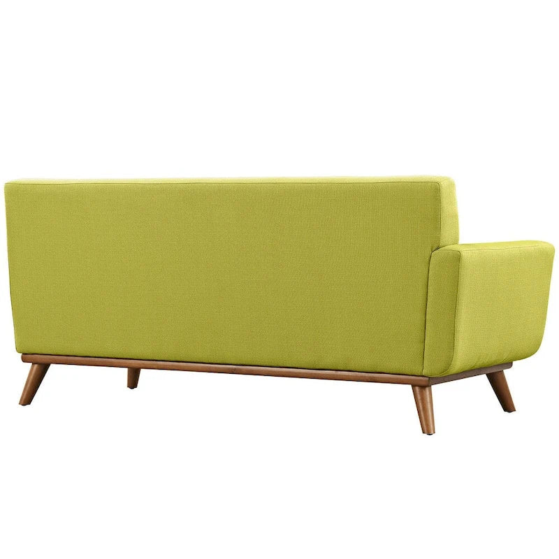 Causeuse en tissu rembourrée, accoudoir gauche, style moderne du milieu du siècle