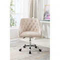 Fauteuil de bureau en velours avec pieds argentés, chaise de travail mi-hauteur réglable