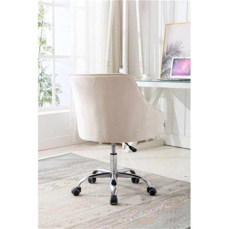 Fauteuil de bureau en velours avec pieds argentés, chaise de travail mi-hauteur réglable