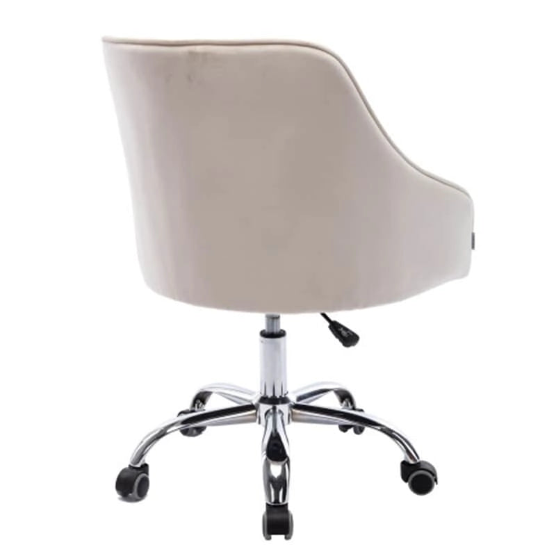 Fauteuil de bureau en velours avec pieds argentés, chaise de travail mi-hauteur réglable