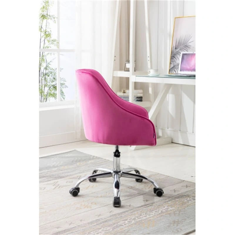 Fauteuil de bureau en velours avec pieds argentés, chaise de travail mi-hauteur réglable