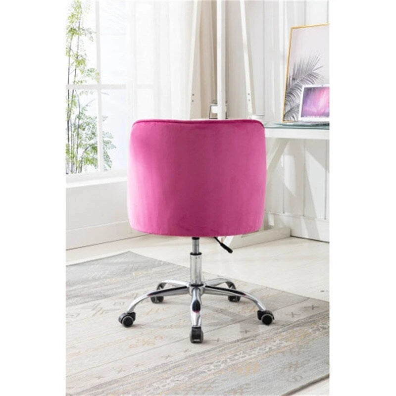 Fauteuil de bureau en velours avec pieds argentés, chaise de travail mi-hauteur réglable