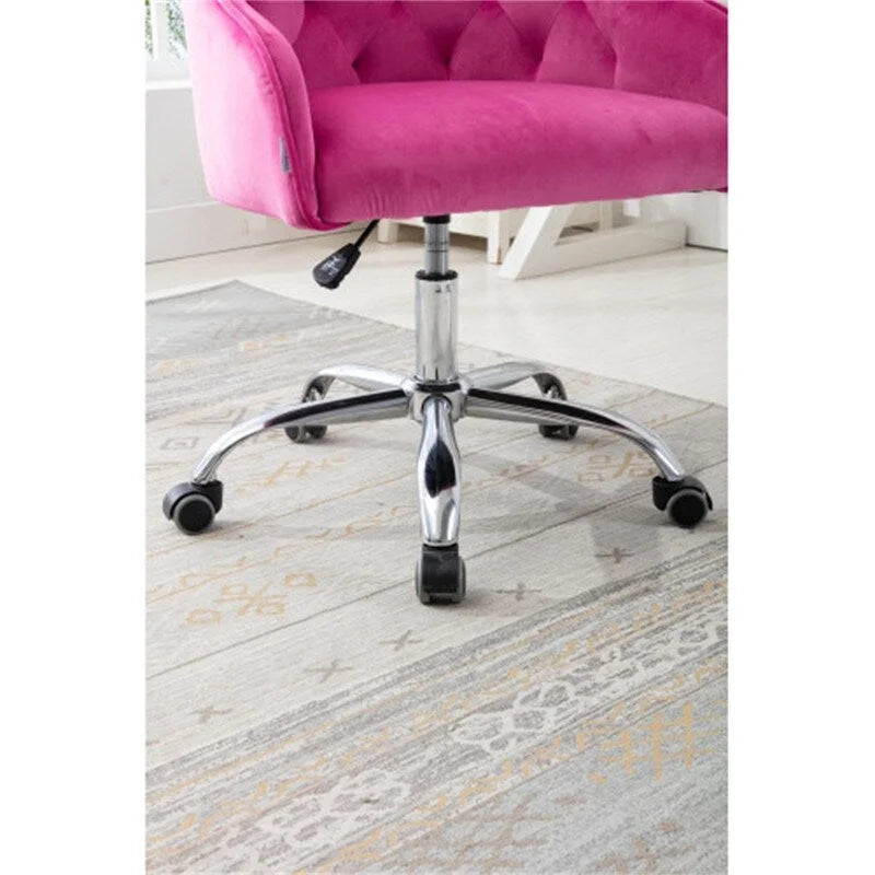 Fauteuil de bureau en velours avec pieds argentés, chaise de travail mi-hauteur réglable