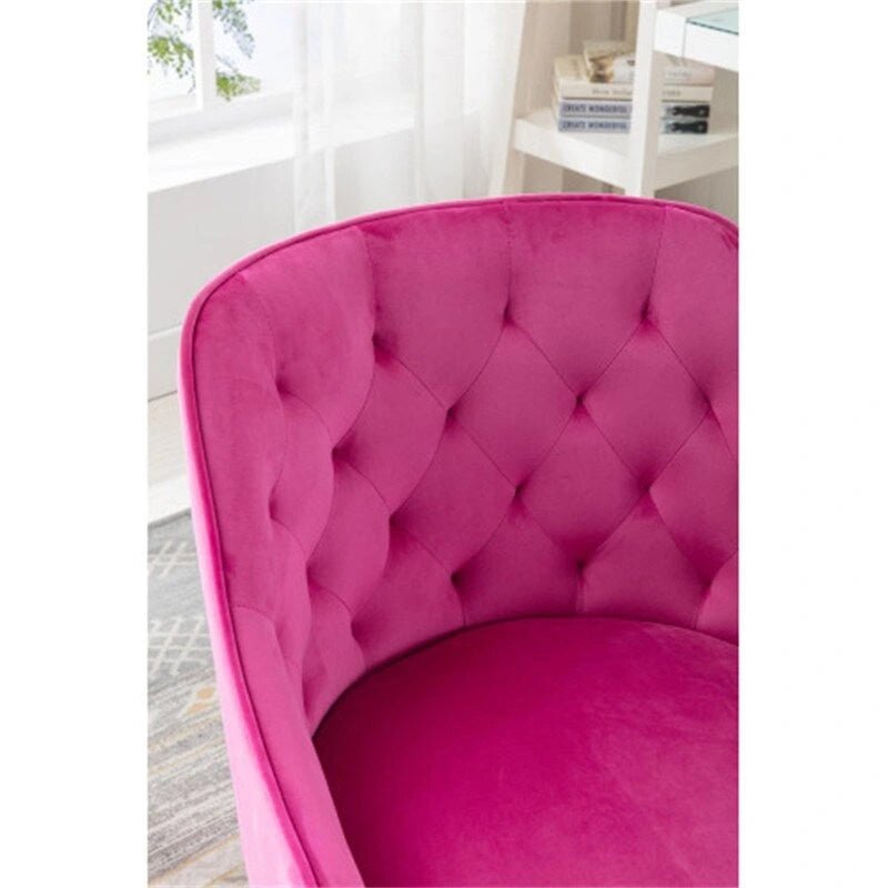 Fauteuil de bureau en velours avec pieds argentés, chaise de travail mi-hauteur réglable