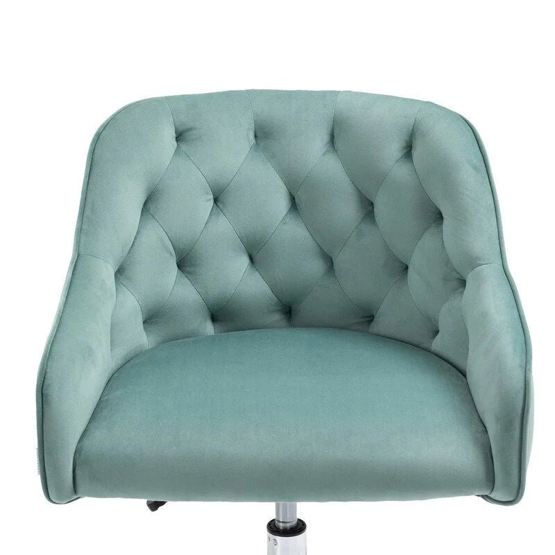 Fauteuil de bureau en velours avec pieds argentés, chaise de travail mi-hauteur réglable