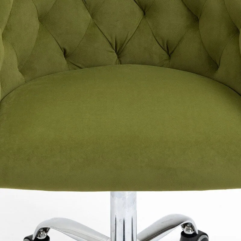 Fauteuil de bureau en velours avec pieds argentés, chaise de travail mi-hauteur réglable