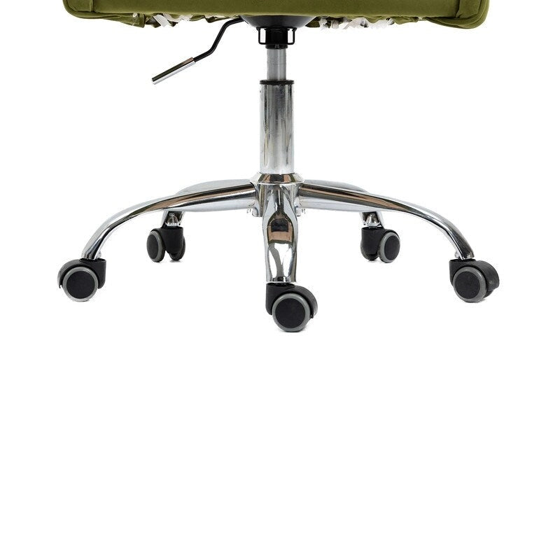Fauteuil de bureau en velours avec pieds argentés, chaise de travail mi-hauteur réglable