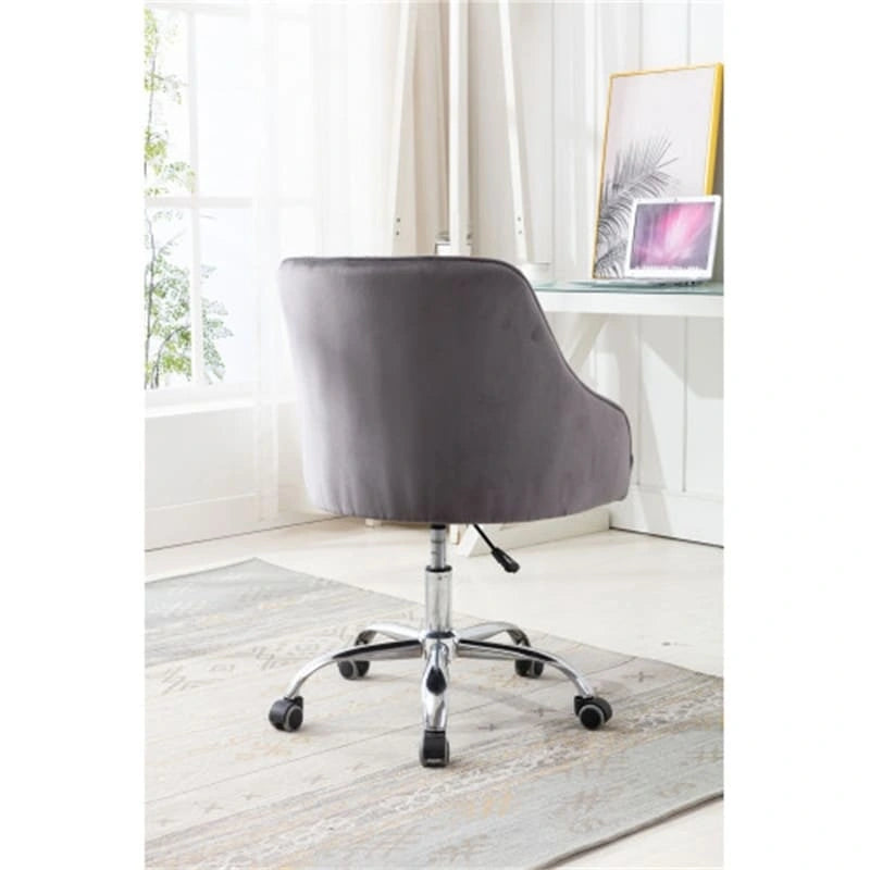 Fauteuil de bureau en velours avec pieds argentés, chaise de travail mi-hauteur réglable