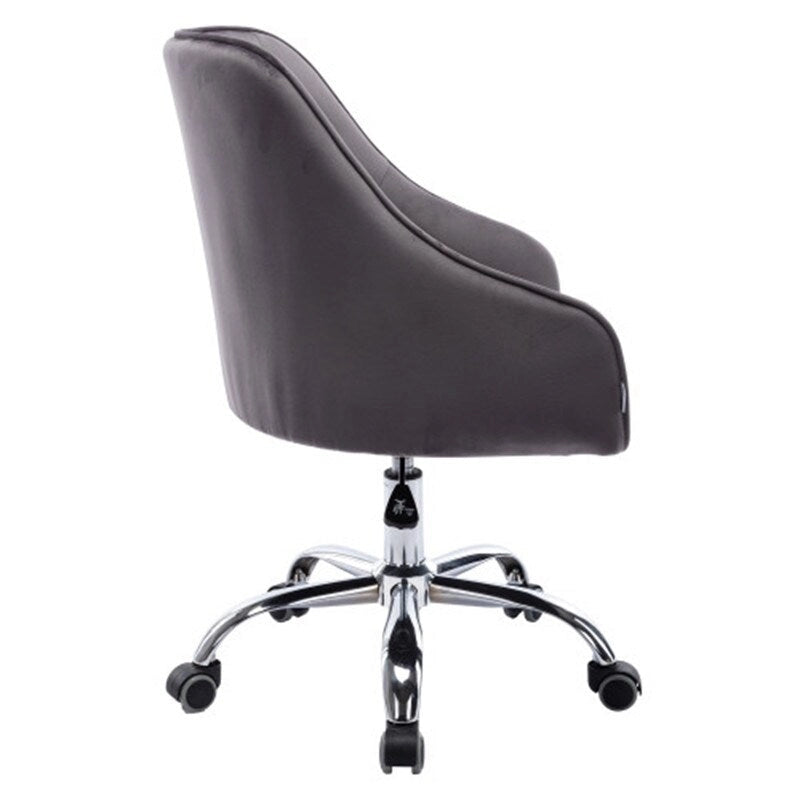 Fauteuil de bureau en velours avec pieds argentés, chaise de travail mi-hauteur réglable