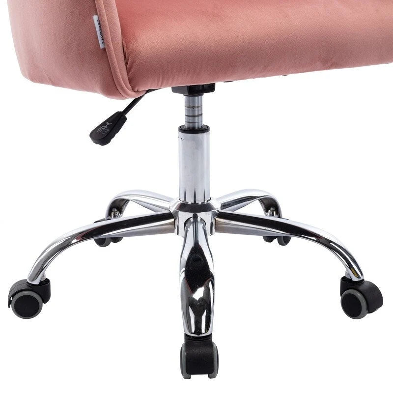 Fauteuil de bureau en velours avec pieds argentés, chaise de travail mi-hauteur réglable