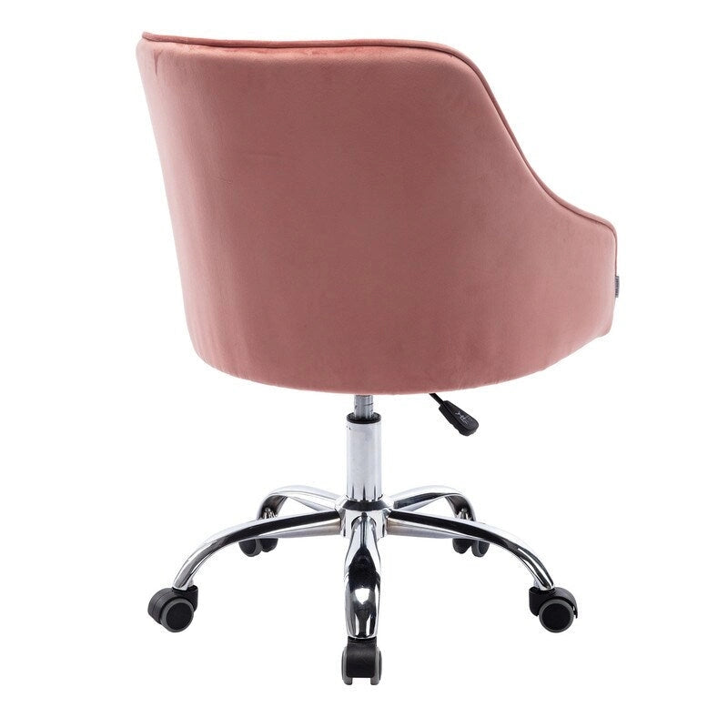 Fauteuil de bureau en velours avec pieds argentés, chaise de travail mi-hauteur réglable
