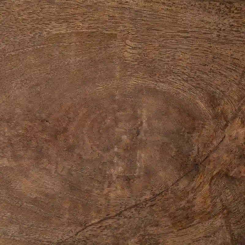 Table d'appoint/de chevet en bois massif marron moyen en forme de C avec cadre en métal noir