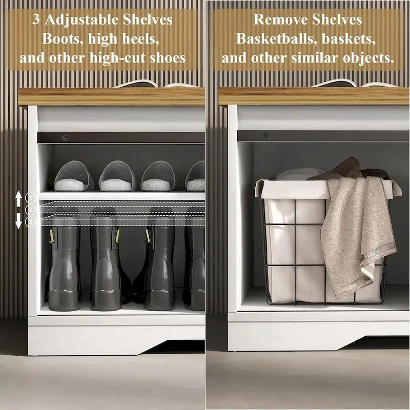 Banc à chaussures d'entrée de 120 cm avec coussin épais