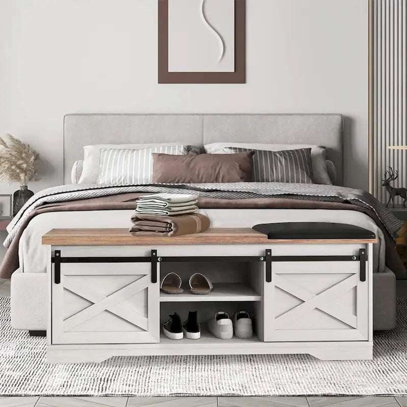 Banc à chaussures d'entrée de 120 cm avec coussin épais