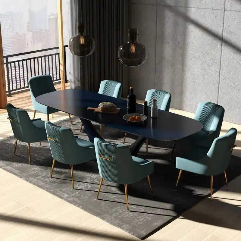SEYNAR Lot de 8 chaises de salle à manger modernes en velours glamour, chaise de coiffeuse capitonnée pour salon (sans table)