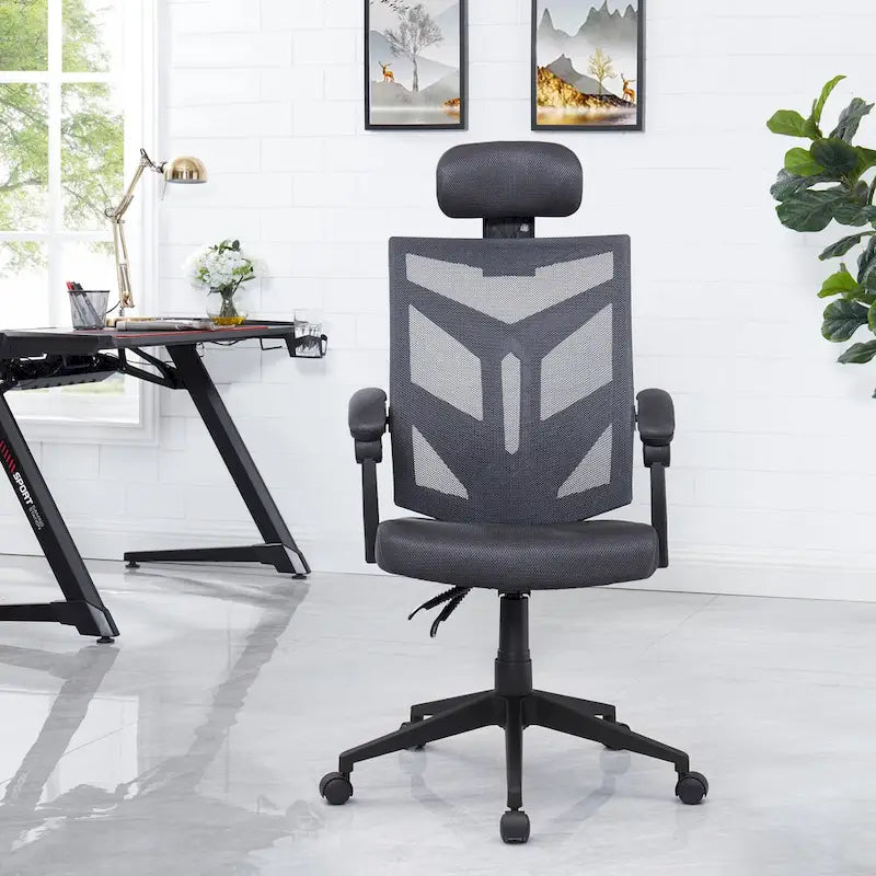 Chaise de bureau ergonomique réglable avec appui-tête