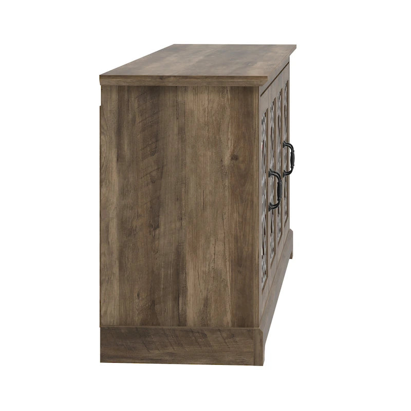 Meuble TV large 4 portes en pierre grise de 173,2 cm pour téléviseurs jusqu'à 75 pouces - 173,2 L x 43,4 l x 74,4 H cm