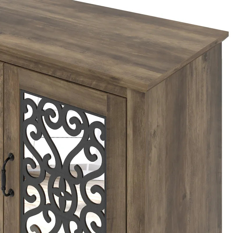 Meuble TV large 4 portes en pierre grise de 173,2 cm pour téléviseurs jusqu'à 75 pouces - 173,2 L x 43,4 l x 74,4 H cm