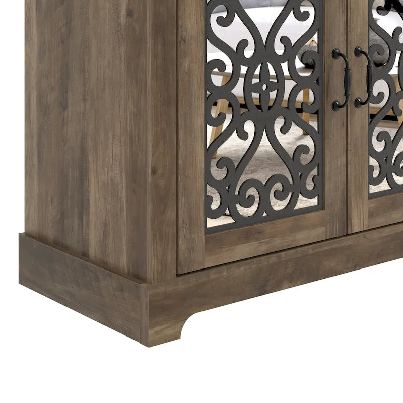 Meuble TV large 4 portes en pierre grise de 173,2 cm pour téléviseurs jusqu'à 75 pouces - 173,2 L x 43,4 l x 74,4 H cm