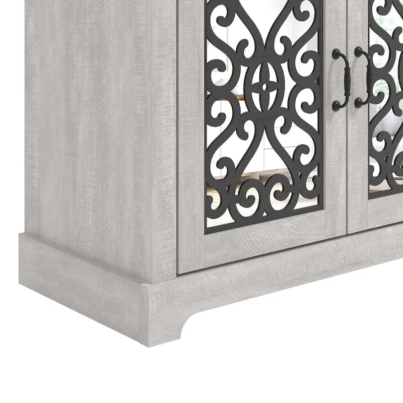 Meuble TV large 4 portes en pierre grise de 173,2 cm pour téléviseurs jusqu'à 75 pouces - 173,2 L x 43,4 l x 74,4 H cm