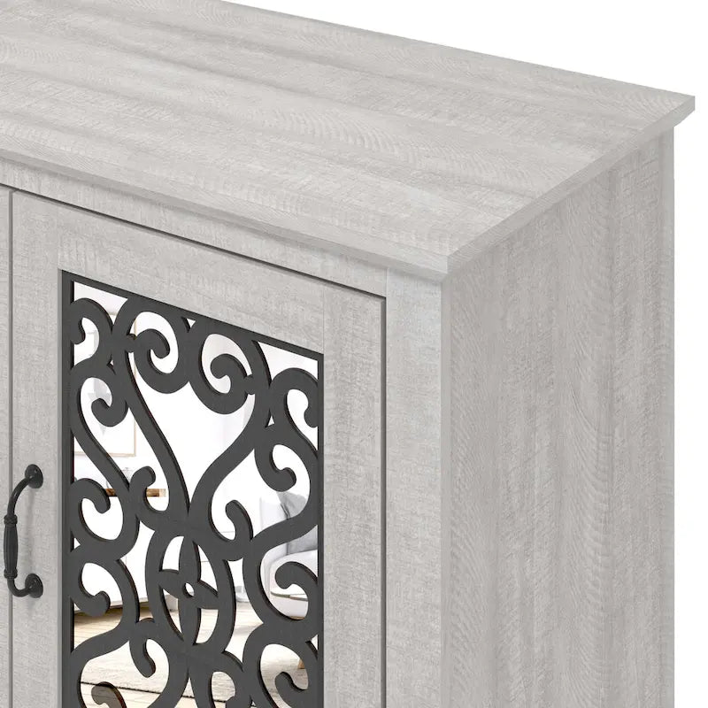 Meuble TV large 4 portes en pierre grise de 173,2 cm pour téléviseurs jusqu'à 75 pouces - 173,2 L x 43,4 l x 74,4 H cm