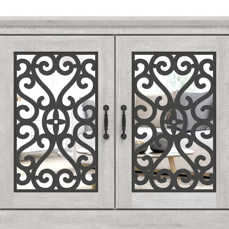 Meuble TV large 4 portes en pierre grise de 173,2 cm pour téléviseurs jusqu'à 75 pouces - 173,2 L x 43,4 l x 74,4 H cm