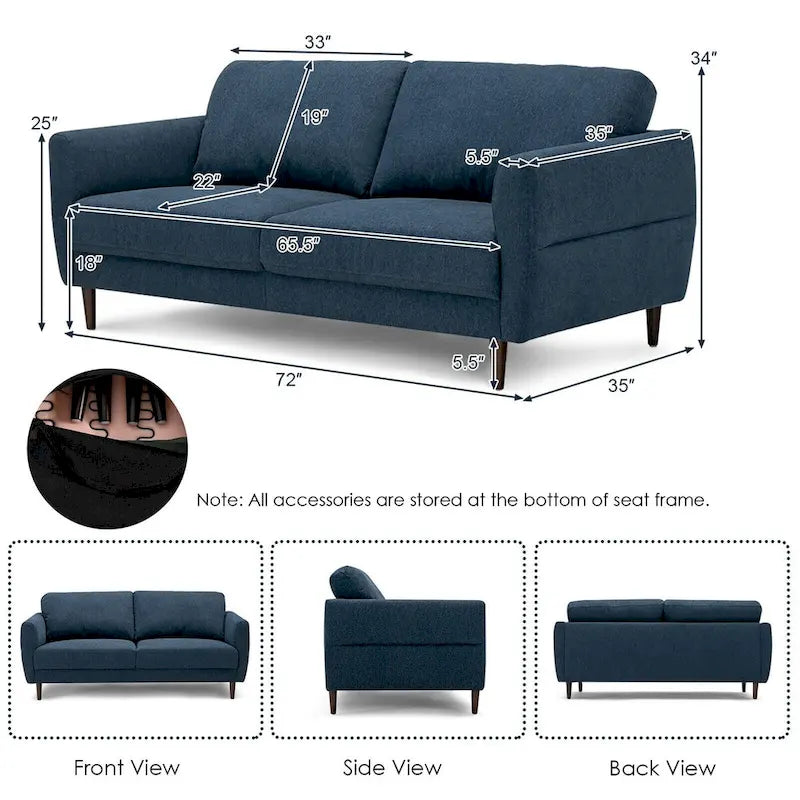 Canapé deux places en tissu de 183 cm pour salon