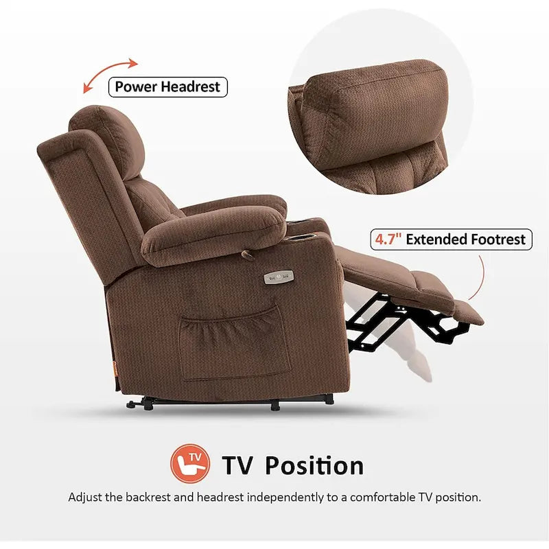 Fauteuil releveur inclinable avec appuie-tête électrique pour personnes âgées de petite taille, fauteuil releveur à position infinie