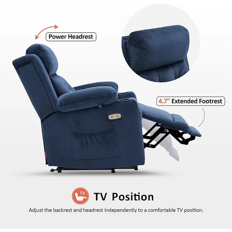 Fauteuil releveur inclinable avec appuie-tête électrique pour personnes âgées de petite taille, fauteuil releveur à position infinie
